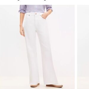 LOFT Women's White Petite High Rise Wide Leg Jeans